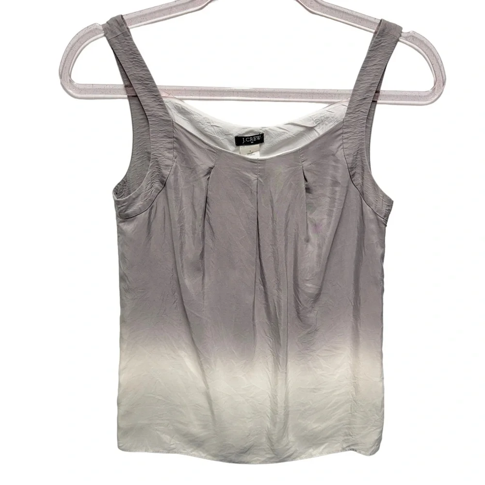 Pure Silk Satin Knit Ombre Pleated Blouse Tank Top